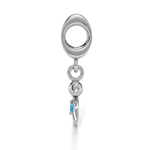 Happy Girl Bracelet Charm – Sterling Silver with Blue Topaz