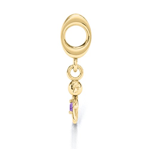 Happy Girl Bracelet Charm – 10K Yellow Gold with Amethyst