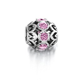 Zen Bracelet Charm in 925 Sterling Silver with Pink Sapphire