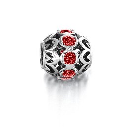 Zen Bracelet Charm in 925 Sterling Silver with Garnet