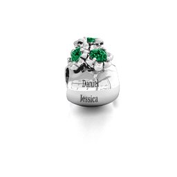 Say it with Flowers Bracelet Charm in 925 Sterling Silver with Emerald