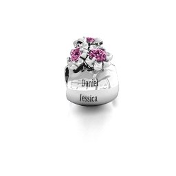 Say it with Flowers Bracelet Charm in 925 Sterling Silver with Pink Sapphire