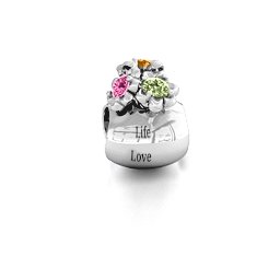Say it with Flowers Bracelet Charm in 925 Sterling Silver with Peridot, Pink Tourmaline, and Citrine