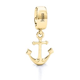 Anchor Bracelet Charm in 10K Solid Yellow Gold with Aquamarine, Cubic Zirconia, Emerald, Citrine, and Pink Tourmaline