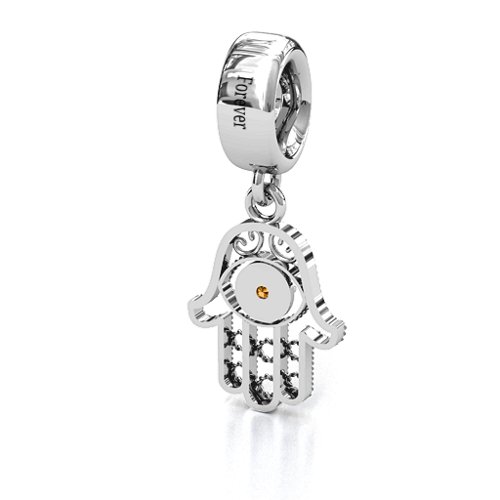Protection Hamsa Bracelet Charm – Sterling Silver with Citrine