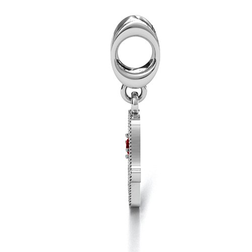 Protection Hamsa Bracelet Charm – Sterling Silver with Garnet