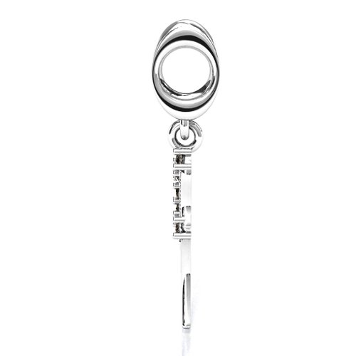 Wing With Stones Bracelet Charm – Sterling Silver with Smokey Quartz