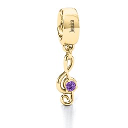 Dance With Me Bracelet Charm in 10K Solid Yellow Gold with Amethyst, Cubic Zirconia, Emerald, Citrine, and Pink Tourmaline