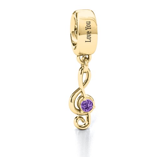 Dance With Me Bracelet Charm – 10K Yellow Gold with Amethyst