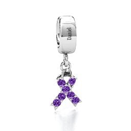 Awareness Ribbon Bracelet Charm in 925 Sterling Silver