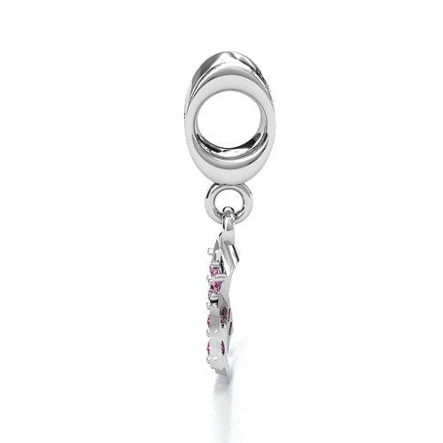 Awareness Ribbon Bracelet Charm – Sterling Silver with Pink Sapphire