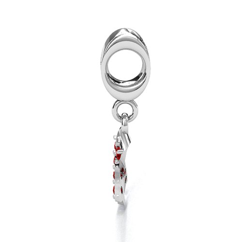 Awareness Ribbon Bracelet Charm – Sterling Silver with Garnet