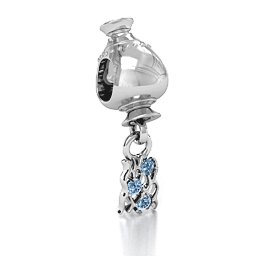 Aquarius Free Flowing Bracelet Charm in 925 Sterling Silver with Aquamarine