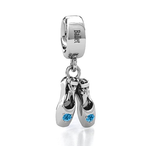 Enchanted Ballet Shoes Bracelet Charm – Sterling Silver with Blue Topaz