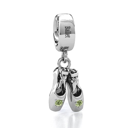 Enchanted Ballet Shoes Bracelet Charm – Sterling Silver with Peridot
