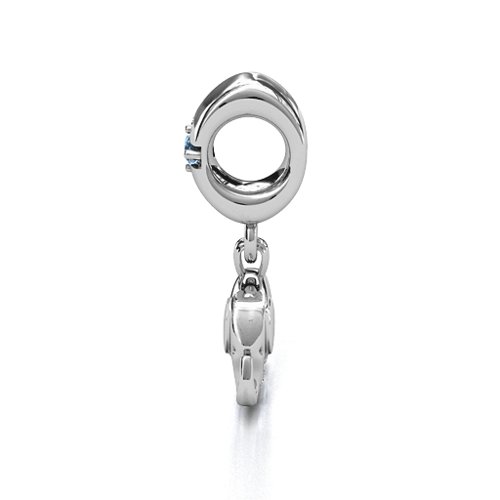 Lucky Elephant Bracelet Charm – Sterling Silver with Aquamarine