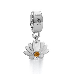 Splendid Lotus Flower Bracelet Charm in 925 Sterling Silver with Citrine