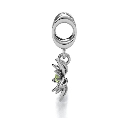 Lotus in Full Bloom Bracelet Charm – Sterling Silver with Peridot
