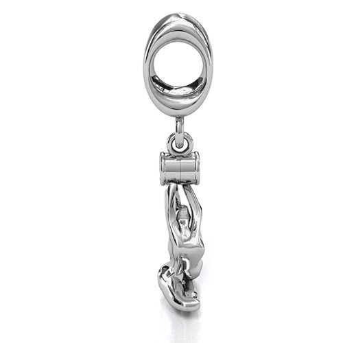 One Legged King Pigeon Yoga Bracelet Charm – Sterling Silver with Pink Tourmaline
