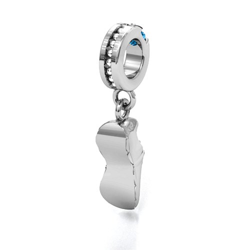 Running Free Bracelet Charm – Sterling Silver with Blue Topaz