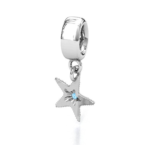 Starfish Bracelet Charm – Sterling Silver with Blue Topaz