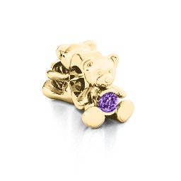 My Teddy Bear Bracelet Charm in 10K Solid Yellow Gold with Amethyst