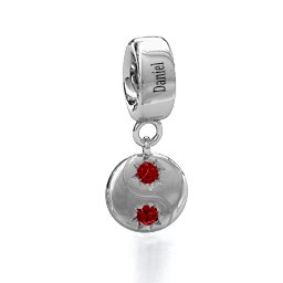 Yin-Yang Perfect Match Bracelet Charm in 925 Sterling Silver with Garnet