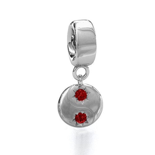 Yin-Yang Perfect Match Bracelet Charm – Sterling Silver with Garnet
