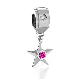 My Hero - Canada Flag Bracelet Charm in 925 Sterling Silver with Pink Tourmaline