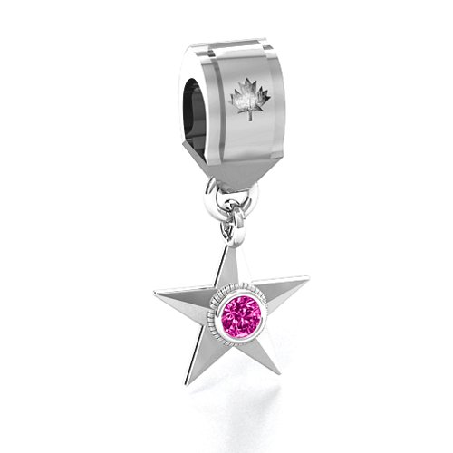 My Hero - Canada Flag Bracelet Charm – Sterling Silver with Pink Tourmaline