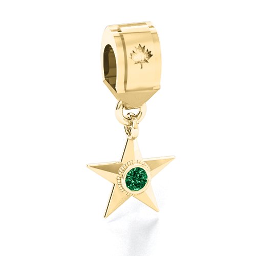 My Hero - Canada Flag Bracelet Charm – 10K Yellow Gold with Emerald