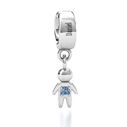 My Man Bracelet Charm in 925 Sterling Silver with Aquamarine