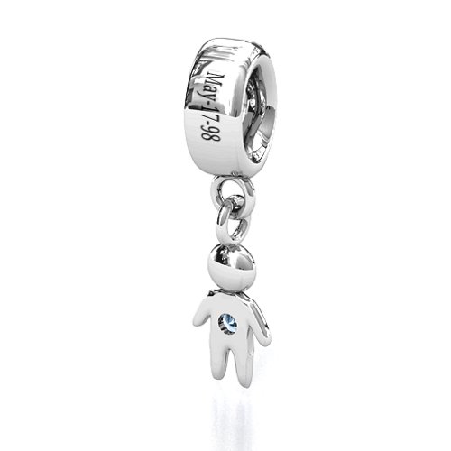 My Man Bracelet Charm – Sterling Silver with Aquamarine