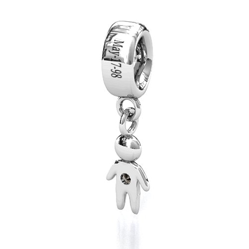 My Man Bracelet Charm – Sterling Silver with Smokey Quartz