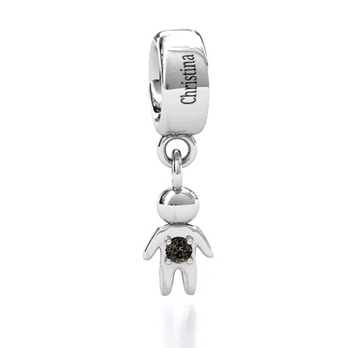 My Man Bracelet Charm – Sterling Silver with Smokey Quartz
