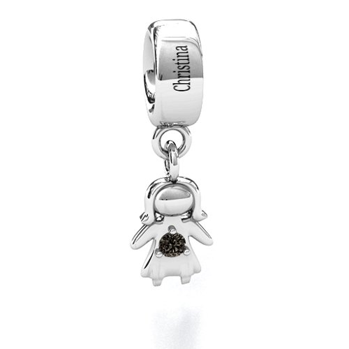 Perfect Woman Bracelet Charm – Sterling Silver with Smokey Quartz