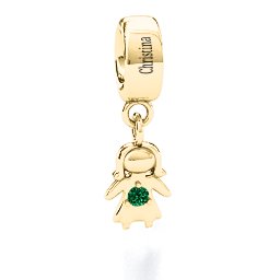 Perfect Woman Bracelet Charm in 10K Solid Yellow Gold with Emerald