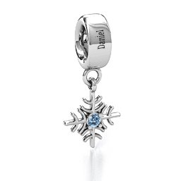 Snowflake Bracelet Charm in 925 Sterling Silver with Aquamarine