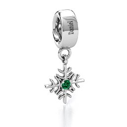 Snowflake Bracelet Charm in 925 Sterling Silver with Emerald