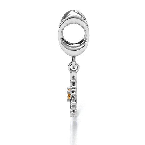 Snowflake Bracelet Charm – Sterling Silver with Citrine