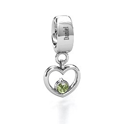 Heart Nest Bracelet Charm in 925 Sterling Silver with Peridot