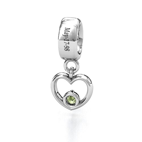 Heart Nest Bracelet Charm – Sterling Silver with Peridot
