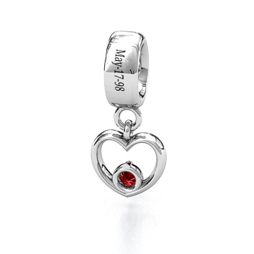 Heart Nest Bracelet Charm – Sterling Silver with Garnet