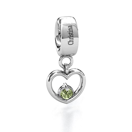 Heart Nest Bracelet Charm – Sterling Silver with Peridot