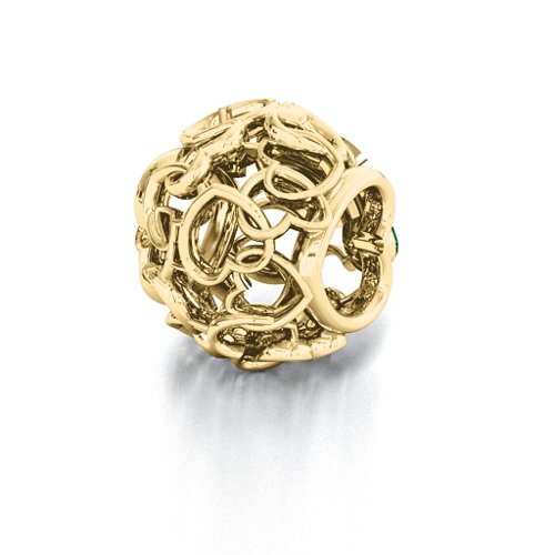 Party of Hearts Bracelet Charm – 10K Yellow Gold with Emerald and Ruby