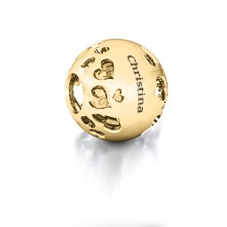 Hearts Mosaic Bracelet Charm in 10K Solid Yellow Gold