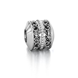 Hearts Aligned Bracelet Charm in 925 Sterling Silver