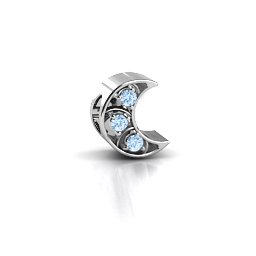 To the Moon and Back Bracelet Charm in 925 Sterling Silver with Aquamarine