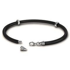 7.5" Leather Bracelet with Silver Clasps