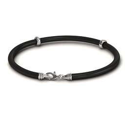 7.5" Leather Bracelet with Silver Clasps in 925 Sterling Silver